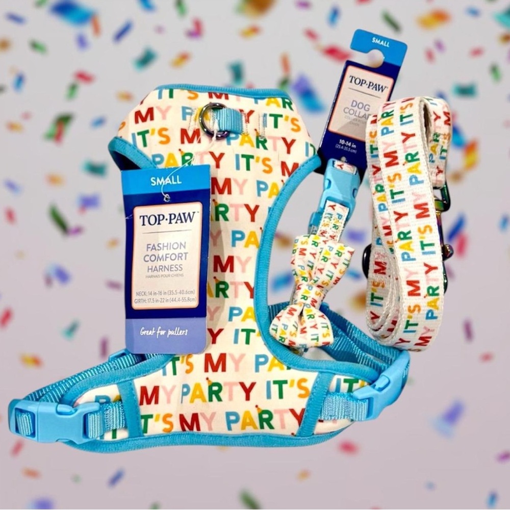 SOLD❌ Top Paw Birthday It’s My Party Harness Set Bow tie